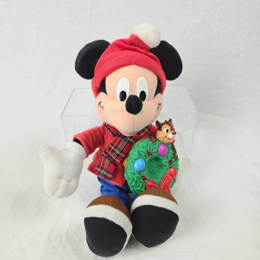Disney Mickey Mouse Christmas Plush w/ Chip Wreath Musical